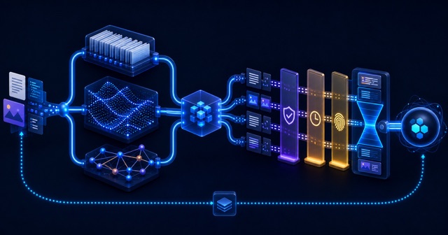 Search and ranking pipeline for governed AI agent memory
